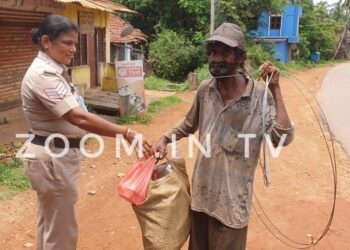 ಪುತ್ತೂರು : ತಮಗೆ ತಂದ ಊಟವನ್ನು ಭಿಕ್ಷುಕನಿಗೆ ನೀಡಿ ಮಾನವೀಯತೆ ಮೆರೆದ ಪೊಲೀಸ್ ಸಿಬ್ಬಂದಿ ವನಜ