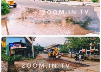 ಮಳೆ ಬಂದರೆ ಕೆರೆಯಂತಾಗುತ್ತಿದ್ದ ಸಿಟಿ ಆಸ್ಪತ್ರೆ ಮುಂಭಾಗದ ರಸ್ತೆಗೆ ಕೊನೆಗೂ ಬಂತು ದುರಸ್ತಿ ಭಾಗ್ಯ