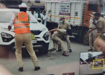 ಬೆಂಗಳೂರು: ಪ್ರತಿಭಟನೆ ವೇಳೆ ಡಿಸಿಪಿ ಕಾಲಿನ ಮೇಲೆ ಕಾರು ಹರಿಸಿದ ಚಾಲಕ.!!