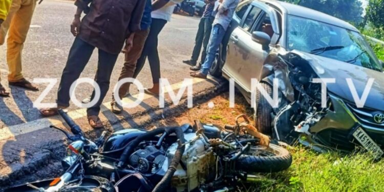 ನೆಲ್ಯಾಡಿ: ಬೈಕ್ ಹಾಗೂ ಕಾರ್ ನಡುವೆ ಡಿಕ್ಕಿ:; ಬೈಕ್ ಸವಾರನಿಗೆ ಗಾಯ