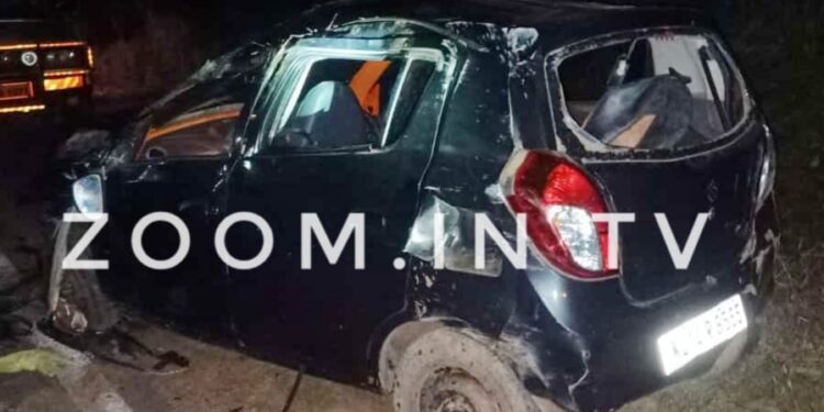 ನೆಲ್ಯಾಡಿ: ರಸ್ತೆ ಬದಿಯ ಮೈಲ್ ಸ್ಟೋನ್ ಗೆ ಕಾರು ಡಿಕ್ಕಿ:; ಓರ್ವ ಗಂಭೀರ