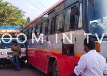 ಕೋಡಿಂಬಾಡಿ: ಕೆ.ಎಸ್.ಆರ್.ಟಿ.ಸಿ ಬಸ್ ಮತ್ತು ಮಿನಿ ಟೆಂಪೋ ನಡುವೆ ಡಿಕ್ಕಿ