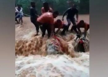 ಪೆರಿಯಾಶಾಂತಿ: ರಸ್ತೆಯಲ್ಲಿ ಹರಿದ ನೀರಿನೊಂದಿಗೆ ಸ್ಕೂಟಿ ಸಹಿತ ಕೊಚ್ಚಿ ಹೋದ ಚಾಲಕ..!! ವಿಪತ್ತು ನಿರ್ವಹಣಾ ತಂಡದ ಸದಸ್ಯರ ಸಮಯ ಪ್ರಜ್ಞೆಯಿಂದ ತಪ್ಪಿತು ಭಾರೀ ಅನಾಹುತ