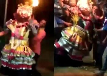 ಯಕ್ಷಗಾನ ವೇಷಧಾರಿ ಮೈಮೇಲೆ ದೈವದ ಆವಾಹನೆ: ವಿಡಿಯೋ ವೈರಲ್..!!