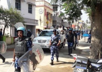 ಶಿವಮೊಗ್ಗದಲ್ಲಿ ಖಾಕಿ ಕಣ್ಗಾವಲು: ಆರ್.ಎ.ಎಫ್. ರೂಟ್ ಮಾರ್ಚ್: ಭದ್ರತೆಗೆ ಪೊಲೀಸರ ನಿಯೋಜನೆ..!!