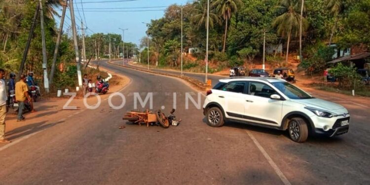 ಹಾರಾಡಿ: ಬೈಕ್ ಮತ್ತು ಕಾರಿನ ನಡುವೆ ಡಿಕ್ಕಿ: ಬೈಕ್ ಸವಾರನಿಗೆ ಗಂಭೀರ ಗಾಯ..!!
