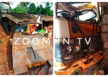 ಕೊಡಾಜೆ: ನಿಯಂತ್ರಣ ತಪ್ಪಿ ಅಂಗಡಿ, ಬೇಕರಿ, ಬಸ್ ತಂಗುದಾಣಕ್ಕೆ ಡಿಕ್ಕಿ ಹೊಡೆದು ಹೋಟೆಲ್ ಗೆ ನುಗ್ಗಿದ ಟೋಯಿಂಗ್ ಲಾರಿ: ಚಾಲಕ ಗಂಭೀರ..!!