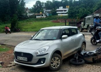 ನೆಕ್ಕಿಲಾಡಿ: ಕಾರು ಮತ್ತು ಬೈಕ್ ನಡುವೆ ಡಿಕ್ಕಿ: ಬೈಕ್ ಸವಾರನಿಗೆ ಗಾಯ..!!