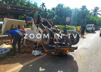 ಪುತ್ತೂರು : ಚಾಲಕನ ನಿಯಂತ್ರಣ ತಪ್ಪಿ ಪಿಕಪ್ ಪಲ್ಟಿ
