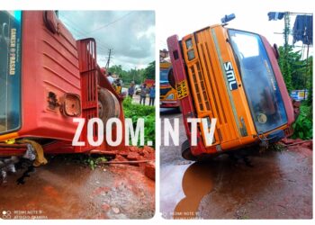 ವಿಟ್ಲ: ರಸ್ತೆ ಬದಿ ನಿಲ್ಲಿಸಿದ್ದ ಕಲ್ಲು ತುಂಬಿದ್ದ ಲಾರಿ ಪಲ್ಟಿ..!!