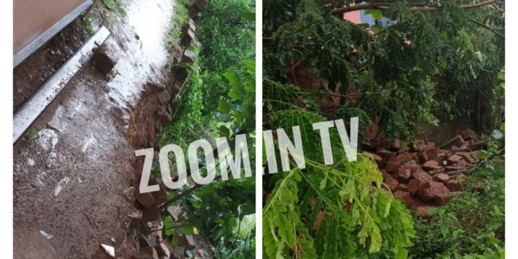 ಭಾರೀ ಮಳೆ: ಹಾರಾಡಿ ಸರಕಾರಿ ಪ್ರಾಥಮಿಕ ಶಾಲೆಯ ಕಂಪೌಂಡ್ ಕುಸಿತ