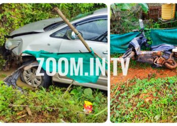 ವಿಟ್ಲ: ರಸ್ತೆ ಬದಿ ನಿಲ್ಲಿಸಿದ್ದ ದ್ವಿಚಕ್ರ ವಾಹನಕ್ಕೆ ಡಿಕ್ಕಿ ಹೊಡೆದ ಕಾರು: ಓರ್ವನಿಗೆ ಗಾಯ: ಯುವತಿ ಅದೃಷ್ಟವಶಾತ್ ಪಾರು..!!