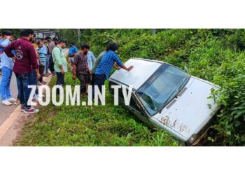 ಪುತ್ತೂರು: ಬೈಪಾಸ್ ರಸ್ತೆಯಲ್ಲಿ ನಿಯಂತ್ರಣ ತಪ್ಪಿ ಹೊಂಡಕ್ಕೆ ಬಿದ್ದ ಕಾರು..!!