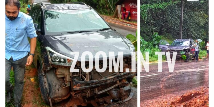 ಪುತ್ತೂರು: ನಿಯಂತ್ರಣ ತಪ್ಪಿ ಕಾರು ಪಲ್ಟಿ: ಮುಂಭಾಗ ಜಖಂ