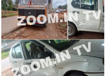 ಮಾಣಿ: ಕಾರು ಮತ್ತು ಲಾರಿ ನಡುವೆ ಡಿಕ್ಕಿ: ಕಾರು ಚಾಲಕನಿಗೆ ಗಾಯ..!!