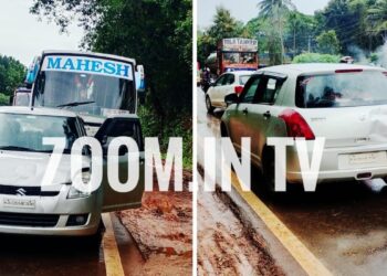 ಪುತ್ತೂರು : ನೆಹರುನಗರದಲ್ಲಿ ಖಾಸಗಿ ಬಸ್-ಕಾರು-ಪಿಕಪ್ ನಡುವೆ ಡಿಕ್ಕಿ..!!