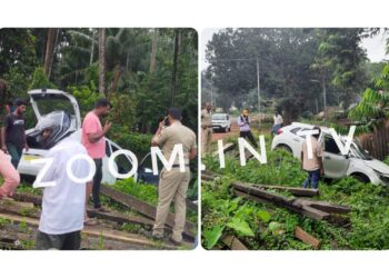 ಪುತ್ತೂರು: ಚಾಲಕನ ನಿಯಂತ್ರಣ ತಪ್ಪಿ ರಸ್ತೆ ಬಿಟ್ಟು ಹೊರಕ್ಕೆ ಚಲಿಸಿದ ಹೊಚ್ಚ ಹೊಸ ಬಲೇನೋ ಕಾರು..!!