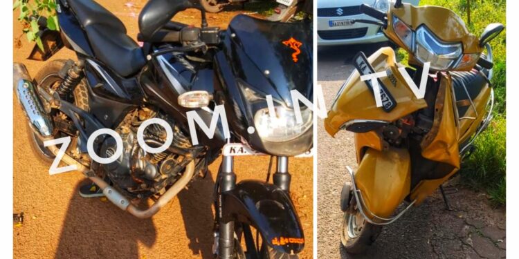 ನೆಹರುನಗರ: ಕಾಲೇಜು ಕ್ಯಾಂಪಸ್ ನಲ್ಲಿ ಆಕ್ಟಿವಾ-ಬೈಕ್ ಡಿಕ್ಕಿ : ಬೈಕ್ ಸವಾರನಿಗೆ  ಗಾಯ..!!