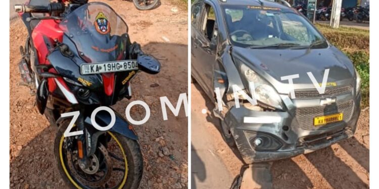 ವಿಟ್ಲ: ರಸ್ತೆ ಬದಿಯಲ್ಲಿ ನಿಂತಿದ್ದ ಕಾರಿಗೆ ಬೈಕ್ ಡಿಕ್ಕಿ.!!