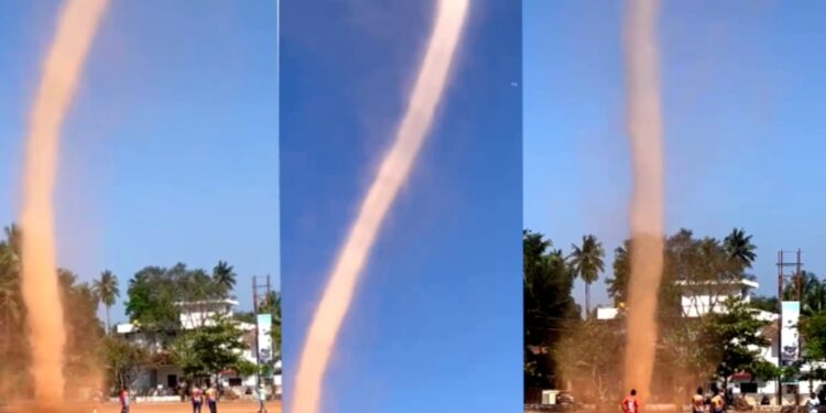 ಉಡುಪಿಯಲ್ಲಿ ಅಪರೂಪದ ದೃಶ್ಯ : ಬಾನೆತ್ತರಕ್ಕೆ ಚಿಮ್ಮಿದ ಸುಳಿಗಾಳಿ