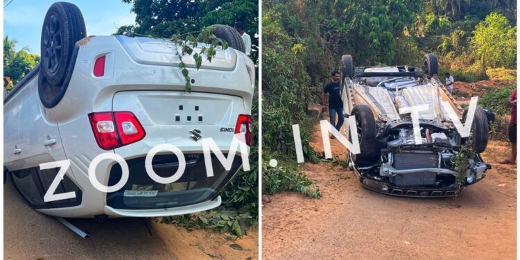 ಪುತ್ತೂರು : ಬೈಪಾಸ್ ರಸ್ತೆಯಲ್ಲಿ ನಿಯಂತ್ರಣ ತಪ್ಪಿ ಹೊಚ್ಚ ಹೊಸ ಕಾರು ಪಲ್ಟಿ..!!!