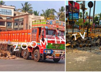 ಪುತ್ತೂರು: ಲಾರಿ ಡಿಕ್ಕಿ ಹೊಡೆದು ಬೈಪಾಸ್ ಬಳಿಯ ಸರ್ಕಲ್ ಗೆ ಹಾನಿ..!!