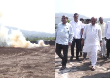 ಉಡುಪಿ : ಸಿಎಂ ಹೆಲಿಕಾಪ್ಟರ್ ಲ್ಯಾಂಡಿಂಗ್ ವೇಳೆ ತಪ್ಪಿದ ಅನಾಹುತ