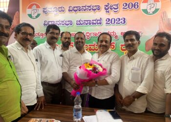 ಪುತ್ತೂರು : ಕಾಂಗ್ರೆಸ್ ಅಭ್ಯರ್ಥಿ ಅಶೋಕ್ ರೈ ರನ್ನು ಭೇಟಿಯಾಗಿ ಶುಭ ಹಾರೈಸಿದ ಶಾಸಕ ಖಾದರ್