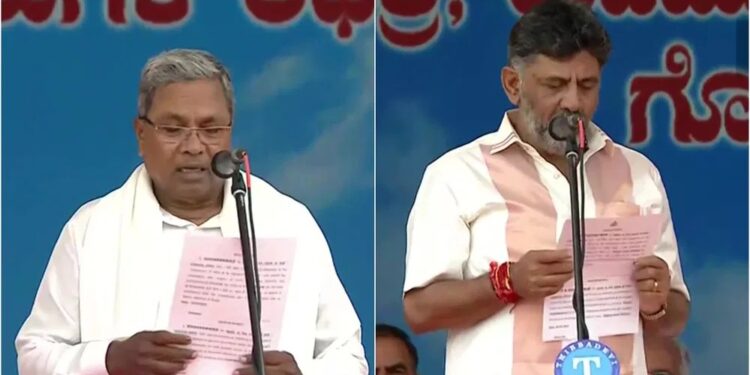 ರಾಜ್ಯದ ನೂತನ ಸಿಎಂ ಆಗಿ ಸಿದ್ದರಾಮಯ್ಯ, ಡಿಸಿಎಂ ಆಗಿ ಡಿಕೆ ಶಿವಕುಮಾರ್ ಪದಗ್ರಹಣ