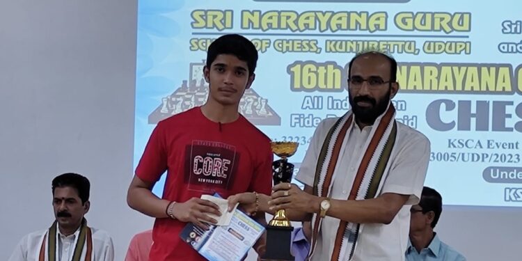 ಆಲ್ ಇಂಡಿಯಾ ಓಪನ್ ಫೆಡರೇಟೆಡ್ ರಾಪಿಡ್ ಚೆಸ್ ಟೂರ್ನಮೆಂಟ್- 2023 ಕೆಟಗರಿಯಲ್ಲಿ ಧನುಶ್ ರಾಮ್ ಎಂ. ಗೆ 7ನೇ ಸ್ಥಾನ