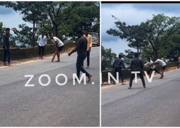 ಚಾರ್ಮಾಡಿ : ರಸ್ತೆಯಲ್ಲೇ ಕ್ರಿಕೆಟ್ ಆಡಿ ಯುವಕರ ಹುಚ್ಚಾಟ..!!!