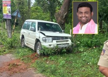 ಕರಾವಳಿಯಲ್ಲಿ ತೆಲಂಗಾಣ ಎಂಎಲ್ಎ ಪ್ರಯಾಣಿಸ್ತಿದ್ದ ಕಾರು ಅಪಘಾತ : ತಪ್ಪಿದ ಭಾರೀ ಅನಾಹುತ