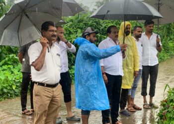 ಉಪ್ಪಿನಂಗಡಿ : ರಾ. ಹೆದ್ದಾರಿಯ ತಡೆಗೋಡೆ ಕುಸಿತ : ಶಾಸಕರಿಂದ ಪರಿಶೀಲನೆ