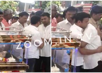 ಸ್ಪಂದನಾ ಪಾರ್ಥಿವ ಶರೀರದ ದರ್ಶನ ಮಾಡಿದ ಶಾಸಕ ಹರೀಶ್ ಪೂಂಜಾ : ಬಿಗಿದಪ್ಪಿ ರಕ್ಷಿತ್ ಶಿವರಾಂಗೆ ಸಾಂತ್ವನ