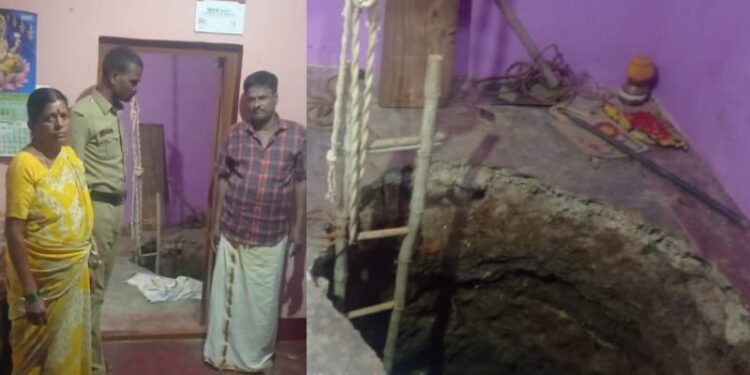 ಜ್ಯೋತಿಷಿ ಮಾತು ಕೇಳಿ ನಿಧಿ ಆಸೆಗಾಗಿ ಮನೆಯಲ್ಲೇ 20 ಅಡಿ ಗುಂಡಿ ತೆಗೆದ ಮಹಿಳೆ : ಪೊಲೀಸರು ಸ್ಥಳಕ್ಕೆ ಆಗಮಿಸುತ್ತಿದ್ದಂತೆ ಪರಾರಿ