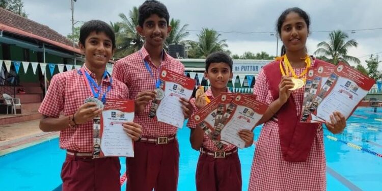 ಜಿಲ್ಲಾಮಟ್ಟದ ಈಜು ಸ್ಪರ್ಧೆ : ವಿವೇಕಾನಂದ ಆಂಗ್ಲ ಮಾಧ್ಯಮ ಶಾಲಾ ವಿದ್ಯಾರ್ಥಿಗಳಿಗೆ ಪ್ರಶಸ್ತಿ