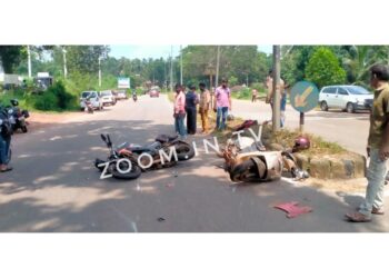 ಪುತ್ತೂರು : ಬೈಕ್-ಸ್ಕೂಟರ್ ನಡುವೆ ಡಿಕ್ಕಿ : ಸವಾರರಿಗೆ ಗಾಯ ; ಮಂಗಳೂರು ಆಸ್ಪತ್ರೆಗೆ ಶಿಫ್ಟ್..!!!