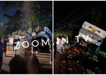 ಪುತ್ತೂರು : ನಿಯಂತ್ರಣ ತಪ್ಪಿ ಟ್ಯಾಂಕರ್ ಪಲ್ಟಿ : ಚಾಲಕನಿಗೆ ಗಾಯ