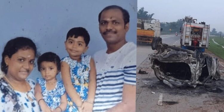 ಭೀಕರ ಅಪಘಾತ : ತಾಯಿ ಮಗಳು ಸಜೀವ ದಹನ ; ಚಿಕಿತ್ಸೆ ಫಲಿಸದೇ ಇನ್ನೊಂದು ಮಗು ಕೂಡ ಸಾವು