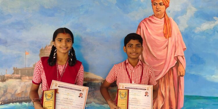 ವಿವೇಕಾನಂದ ಆಂಗ್ಲ ಮಾಧ್ಯಮ ಶಾಲಾ ಇಬ್ಬರು ವಿದ್ಯಾರ್ಥಿಗಳು ರಾಷ್ಟ್ರ ಮಟ್ಟದ ವಿಜ್ಞಾನ ಮೇಳಕ್ಕೆ ಆಯ್ಕೆ