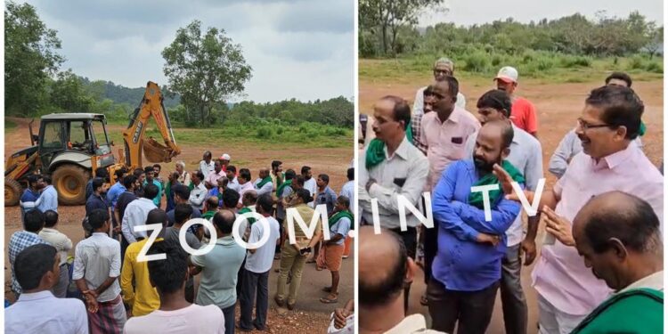 ವಿಟ್ಲ : 400ಕೆ.ವಿ ಹೈ ಟೆನ್ಶನ್ ಕಾಮಗಾರಿ ಆರಂಭ : ರೈತರಿಂದ ಪ್ರತಿಭಟನೆ ; ಮಾಜಿ ಶಾಸಕ ಮಠಂದೂರು ಭೇಟಿ : ಕಾಮಗಾರಿ ಸ್ಥಗಿತಗೊಳಿಸಲು ಸೂಚಿಸಿದ ಡಿ.ಸಿ.