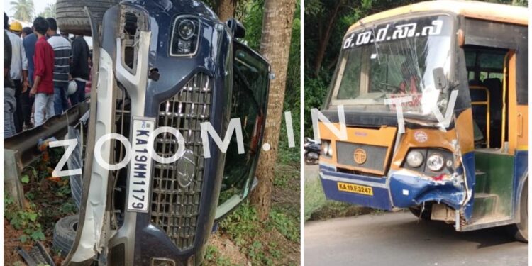 ವಳಚ್ಚಿಲ್ : ಅಡ್ಡ ಬಂದ ಹಾವನ್ನು ತಪ್ಪಿಸಲು ಹಠಾತ್ ಬ್ರೇಕ್ ಹಾಕಿದ ಚಾಲಕ : ಹಿಂಬದಿಯಿಂದ ಬಸ್ ಡಿಕ್ಕಿ