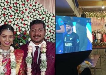 ಕ್ರಿಕೆಟ್​ ಪ್ರೇಮಿಗಳ ಮನತಣಿಸಿದ ವಧು-ವರರು : ಆರತಕ್ಷತೆಗೆ ಬಂದವರಿಗೆ ಸೆಮಿ ಫೈನಲ್​ ವೀಕ್ಷಿಸುವ ಭಾಗ್ಯ..!!!