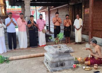 ಪೆರುವಾಜೆ ಜಲದುರ್ಗಾದೇವಿ ದೇವಾಲಯದ ಜಾತ್ರೆ ಹಾಗೂ ಬ್ರಹ್ಮರಥ ಸಮರ್ಪಣೆ : ಚಪ್ಪರ ಮುಹೂರ್ತ
