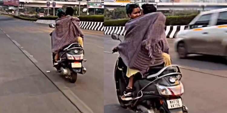 ಚಲಿಸುವ ಸ್ಕೂಟರ್​ನಲ್ಲಿ ಜೋಡಿಗಳ ರೊಮ್ಯಾನ್ಸ್ : ಸಾಮಾಜಿಕ ಜಾಲತಾಣದಲ್ಲಿ ವೀಡಿಯೋ ವೈರಲ್