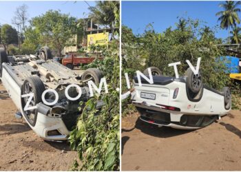 ಪುತ್ತೂರು : ದರ್ಬೆ ಸಮೀಪ ಕಾರು ಪಲ್ಟಿ..!
