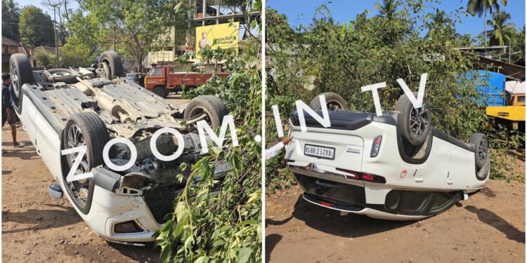 ಪುತ್ತೂರು : ದರ್ಬೆ ಸಮೀಪ ಕಾರು ಪಲ್ಟಿ..!