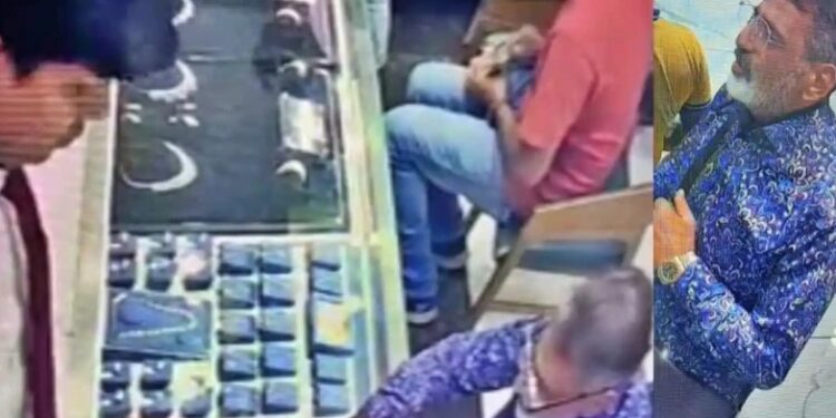 ಗ್ರಾಹಕನ ಸೋಗಿನಲ್ಲಿ ಬಂದು 75 ಲಕ್ಷ ಮೌಲ್ಯದ ಡೈಮಂಡ್ ರಿಂಗ್​ ಎಗರಿಸಿದ ಖದೀಮ..!