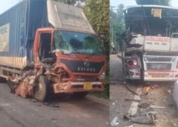 ಬಂಟ್ವಾಳ : ಕಂಟೈನರ್-ಬಸ್‌ ನಡುವೆ ಮುಖಾಮುಖಿ ಡಿಕ್ಕಿ : ಓರ್ವನಿಗೆ ಗಂಭೀರ ಗಾಯ