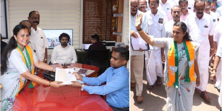 ಕಾಸರಗೋಡು ಲೋಕಸಭಾ ಕ್ಷೇತ್ರದ ಬಿಜೆಪಿ ಅಭ್ಯರ್ಥಿ ಎಂ.ಎಲ್ ಅಶ್ವಿನಿ ನಾಮಪತ್ರ ಸಲ್ಲಿಕೆ